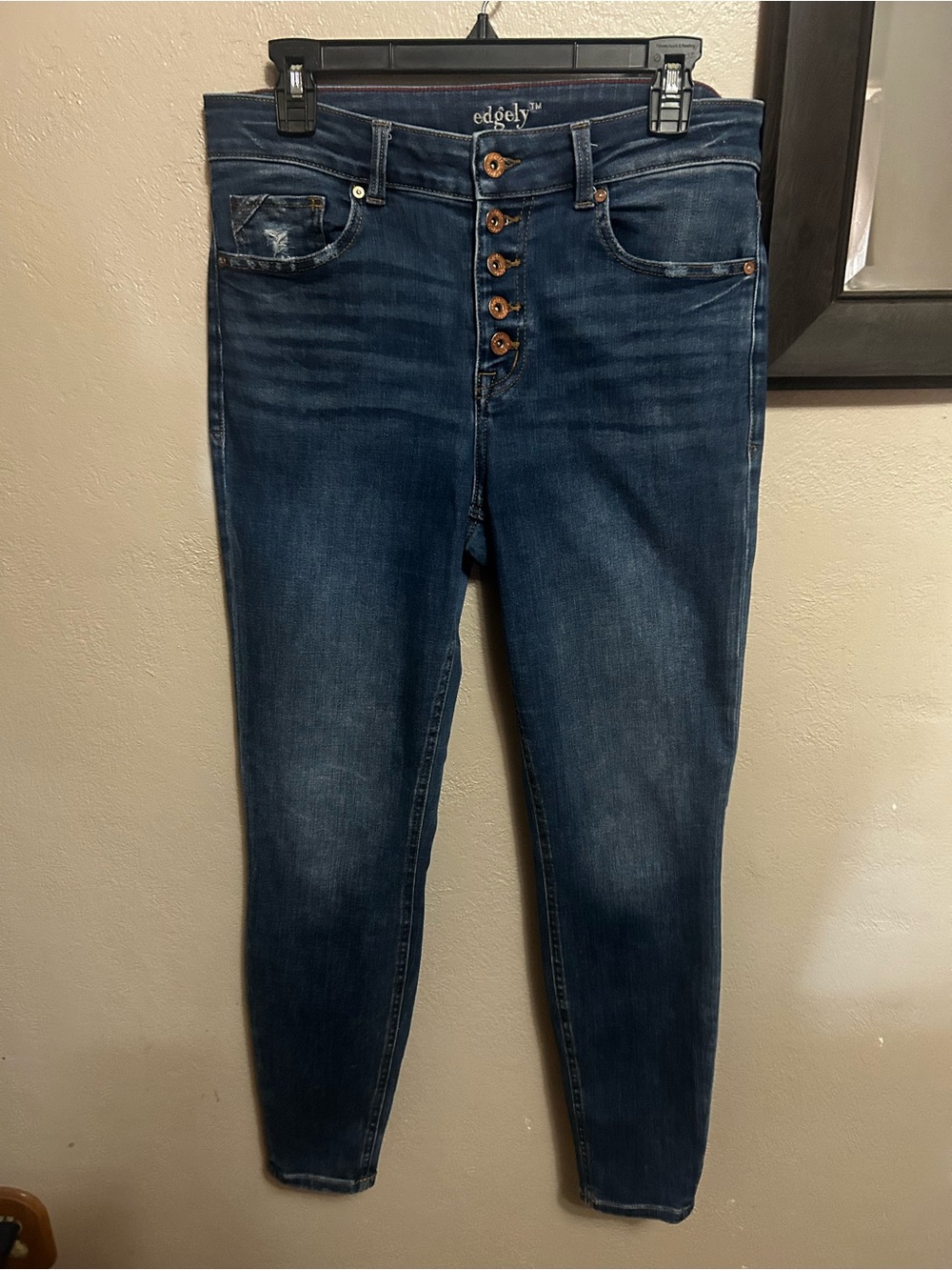 Edgely Dark Blue High-Rise, Skinny,  Button-Fly Women’s Jeans